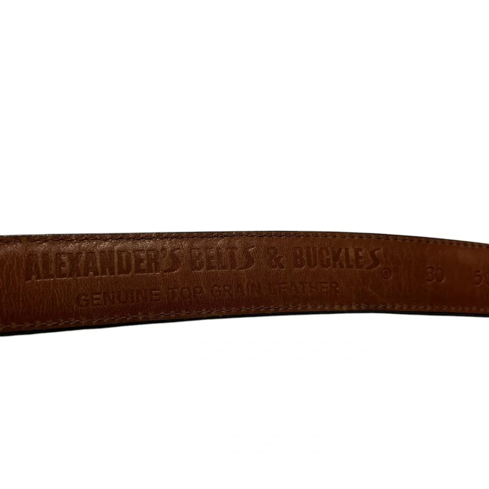 Alexander’s Belts & Buckles Genuine Black Leather Sterling Buckle Belt